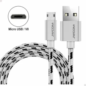 Cabo Carregador Rápido Micro Usb V8 - 2 Metros - Reforçado Prateado JWCOM