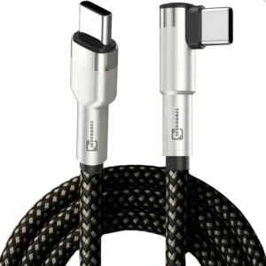 Cabo Carregador Rápido Usb-c Gamer 90° Graus Em L 100w Turbo 2 Metros Comprido Grande Jogos Vídeos iPhone 15 16 17 Samsung Xiaomi Poco Motorola Macbook Notbook Ps5 Nylon Trançado R