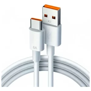 Cabo Carregador USB Tipo C 6A Carregamento Rápido Alta Velocidade Compatível Celulares Smartphones Tablets Resistência Premium para Xiaomi Samsung IOS Motorola 1 Metro Branco A`Gol