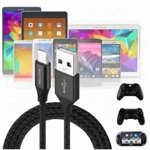 Cabo Micro Usb V8 Strimtech 3m Reforçado Nylon Carga E Dados Para Celular Android Ps4 Xbox Preto Carregamento Rápido Preto