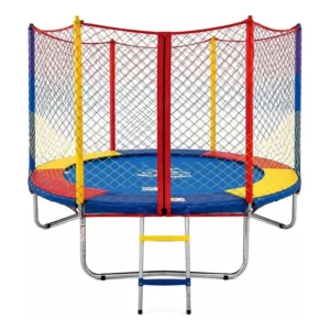 Cama Elástica Infantil Pula Pula Grande 2,44m Qualidade Premium Suporta 140 kg Rede Com Zíper Escada Henri Trampolim Lona Azul