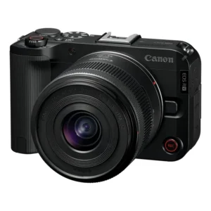 Câmera Canon EOS R50 V mirrorless preta profissional compacta leve e versátil