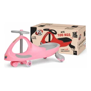 Carinho Carro Rolimã Gira Gira Car Rosa Com Led Fenix