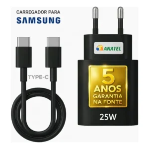 Carregador Super Rápido 25w Para Samsung Galaxy S24 S23 S22 S21 S20 Fe Ultra Motorola M22 M31 M32 M62 M63 M64 G15 Xiaomi Redmi Note 12 13 14 15 LG - Super Fast Cabo Blindado Tipo U