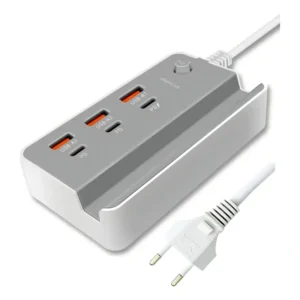 Estação Carregamento USB 35W Verde Multiportas 3 USB + 3 Tipo-C