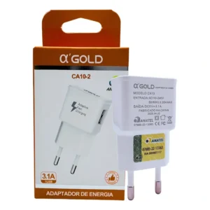 Fonte Carregador Celular Tomada Plug Adaptador Usb 5v 3.1a A'Gold Ca10-2 Cor Branco