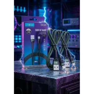 Kit 3 Cabos Tipo C Inova Turbo 3.4a Nylon Trançado Reforçado Sortido