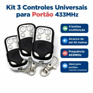 Kit 3 Controle Remoto Universal Para Portão Eletronico Automatico 433mhz Garagem Portão