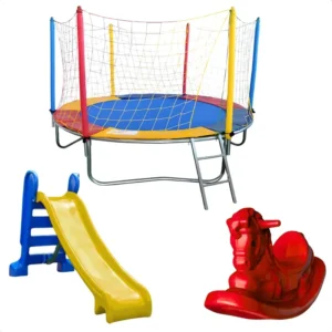 Kit Playground com Cama Elástica 2,3m, Escorregador e Gangorra