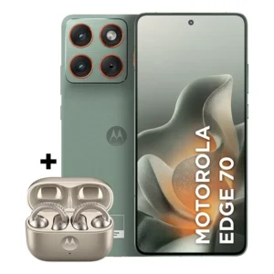 Kit Smartphone Motorola Edge 70 5g 512gb Verde Claro + Fone Bluetooth Moto Buds Loop Champagne Swarovski