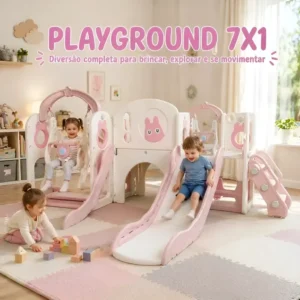 Playground 7 Em 1 Dois Escorregadores Balanço Infantil Rosa