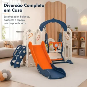 Playground Escorregador Infantil Balanço Cesta Parquinho