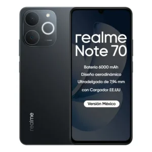 Smartphone Realme Note 70 4gb 256gb Dynamic Ram 16gb Dynamic Ram Octa-core Chipse 6000mah Bateria com carregador americano, tela Ip64 Dual Sim, versão mexicana, garantia desbloquea