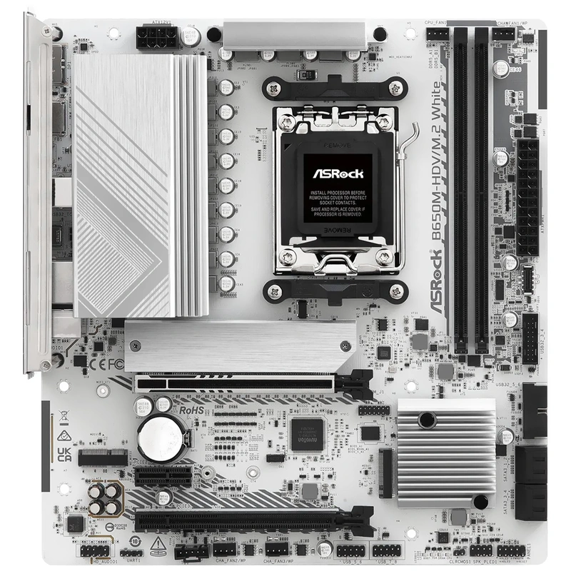Placa Mãe ASRock B650M-HDVM.2 White Socket AM5 DDR5 AMD B650 Micro ATX - Imagem 2