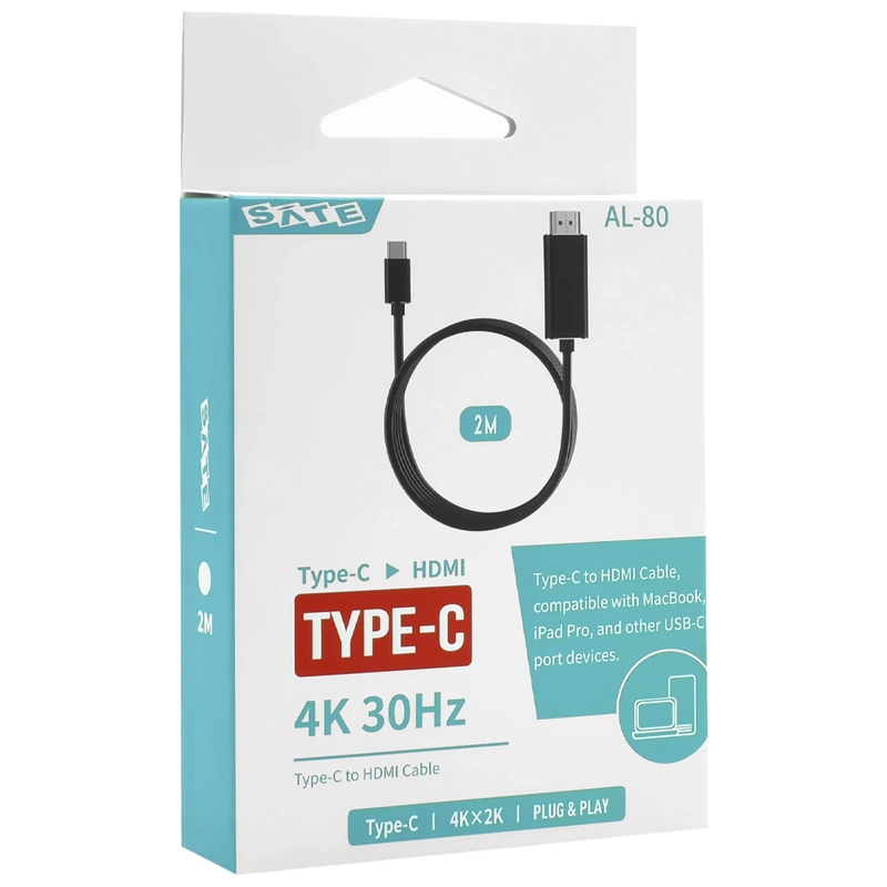 Cabo Adaptador Satellite AL-80 USB-C Macho para HDMI Macho 4K 30Hz - 2M - Imagem 3