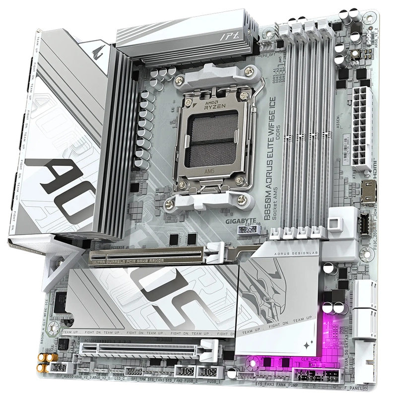 Placa Mãe Gigabyte B850M AORUS Elite Wi-Fi 6E Ice Socket AM5 DDR5 AMD B850 - Imagem 3