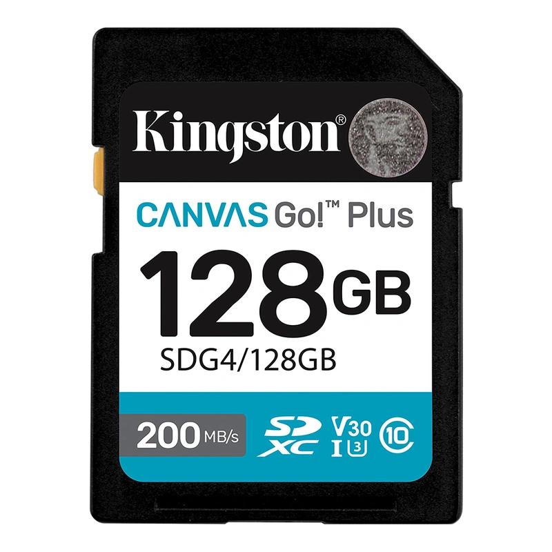 Cartão de Memória SD Kingston Canvas Go Plus C10 U3 V30 A2 128GB - SDG4128GB