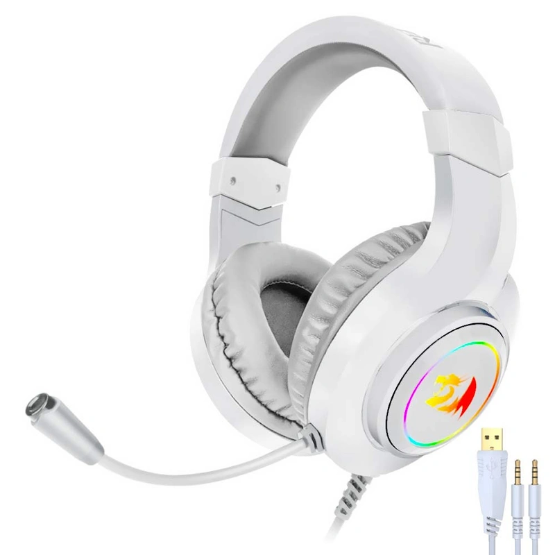 Fone Gamer Redragon H260W-RGB Hylas RGB Com Fio - Branco USB / 3.5MM
