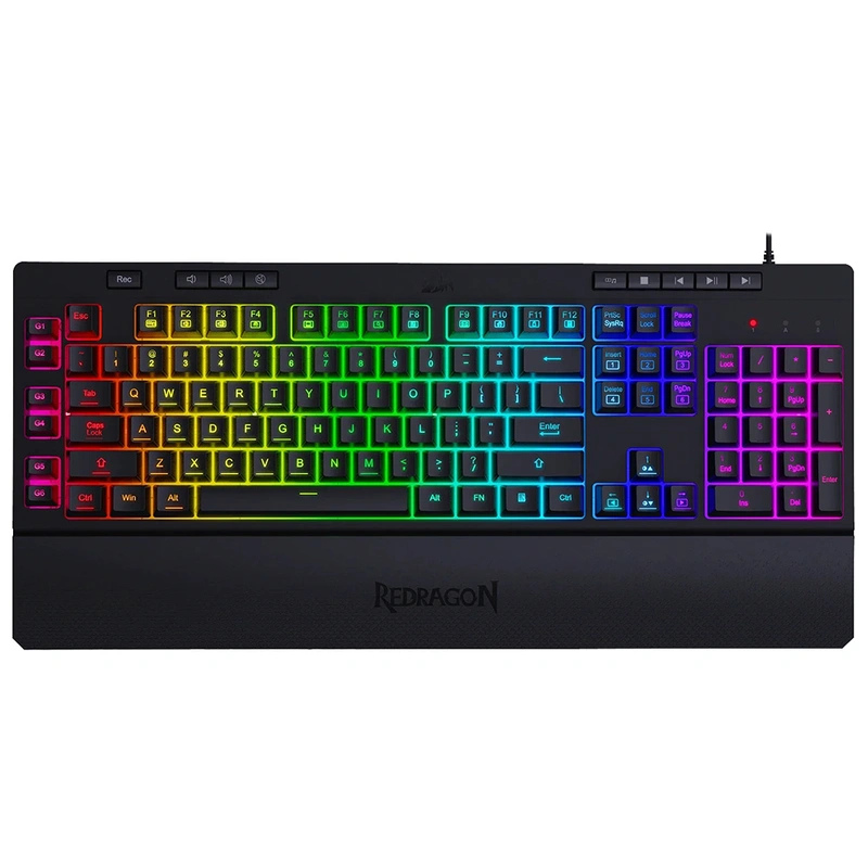 Teclado Gamer Redragon K512RGB-1 Shiva USB Inglês - Preto Com Fio