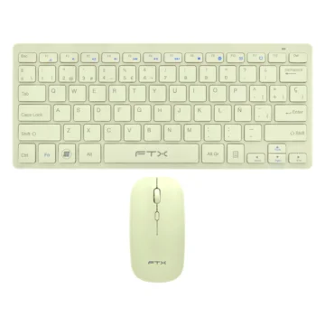 Teclado + Mouse FTX GK03S Wireless Espanhol - Dourado Windows USB Receiver