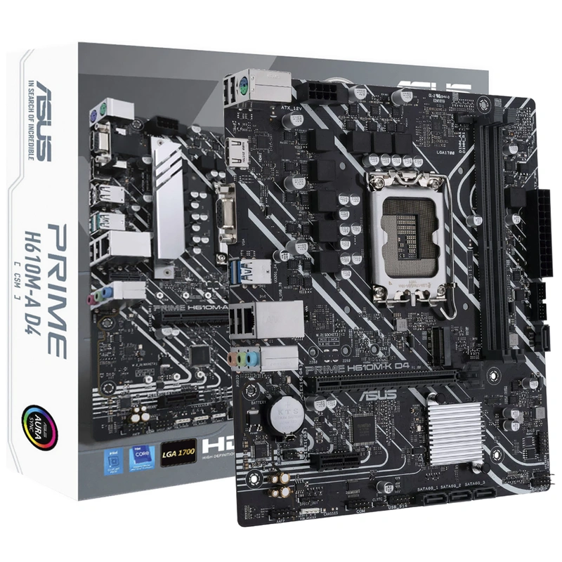 Placa Mãe ASUS Prime H610M-K D4 CSM Socket LGA 1700 DDR4 Intel H610 Micro ATX