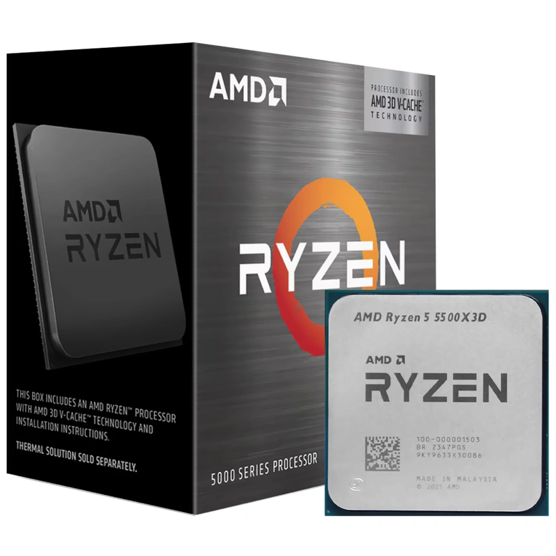 Processador AMD Ryzen 5 5500X3D Socket AM4 4.0 GHz 99MB Até 4GHz 6 núcleos