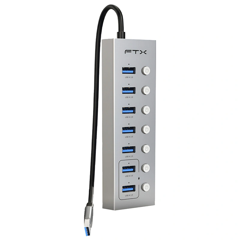 Hub USB 3.0 FTX CT-HUBU7-AG 7 Portas 7 USB 3.0 USB-C Fêmea - Cinza - Imagem 2