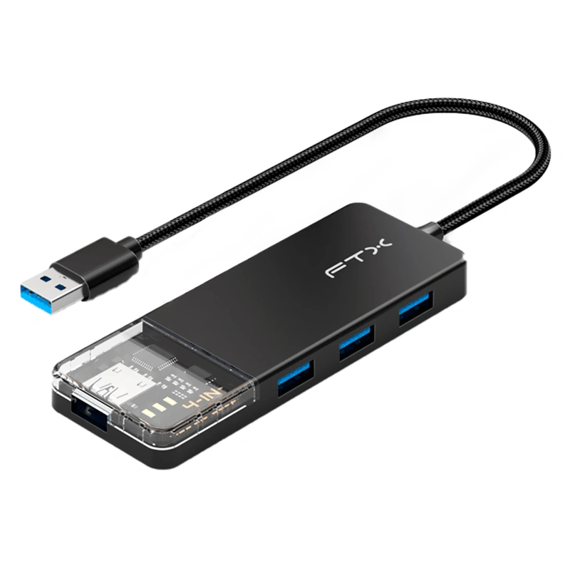 Hub USB 3.0 FTX CT-HUBT1-PB 4 Portas 4 USB 3.0 USB-C Fêmea - Cinza 115533