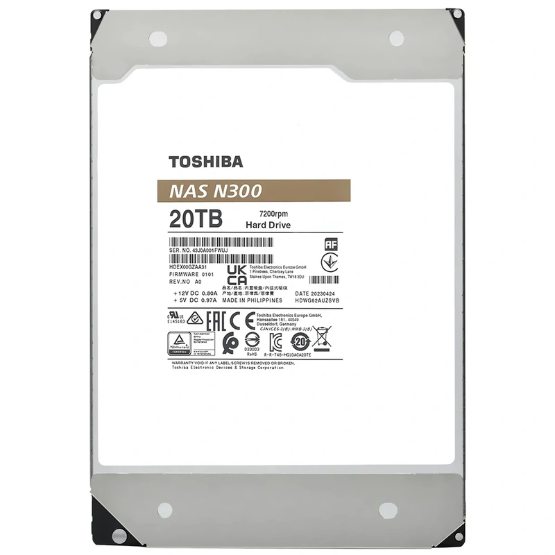 HD Toshiba 20TB N300 Nas 3.5 SATA 6.0 Gbit/s HDWG82AXZSTA