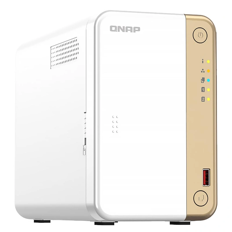 Servidor Nas Storage QNAP TS-262 Intel Celeron N4505 2.9GHz 4GB RAM 2 Baias USB LAN Branco
