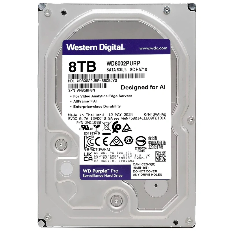 HD Western Digital 8TB WD Purple Pro 3.5 SATA 3 - 6Gb/s WD8002PURP