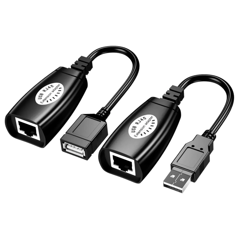 Cabo Adaptador Extender USB para RJ45 - 45M USB - Ethernet (RJ-45) Preto