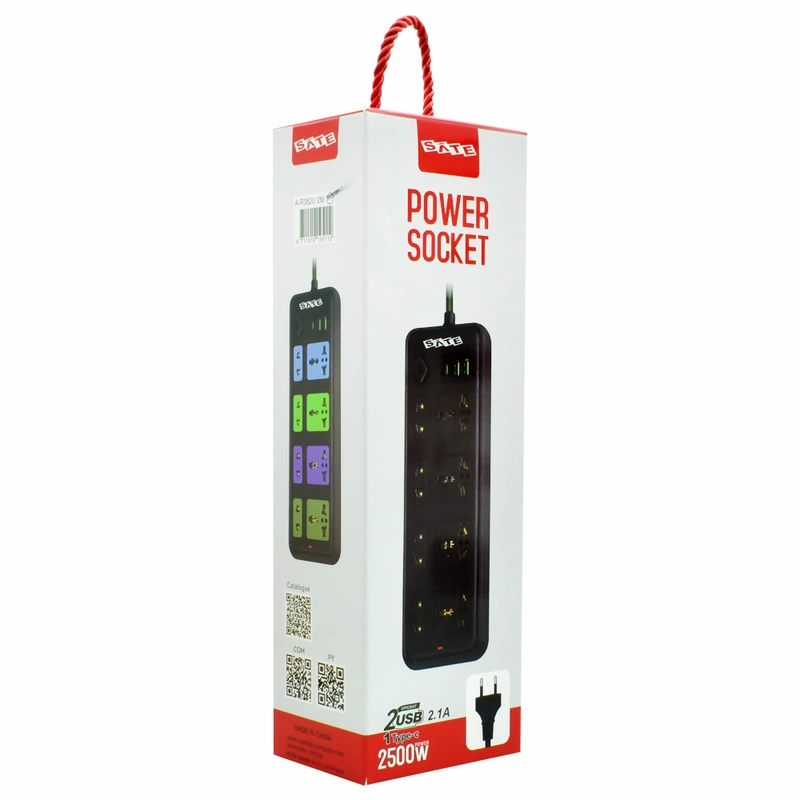 Filtro de Linha Satellite A-R382U 8 Tomadas 2 USB USB-C 2M Preto - Imagem 3