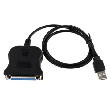 Cabo Adaptador Conversor USB para Paralelo Fêmea DB25 Preto