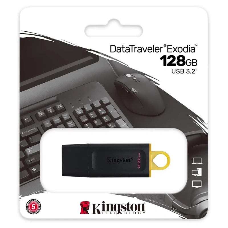 Pendrive Kingston Exodia 128GB USB 3.2 - Preto (DTX128GB) - Imagem 3