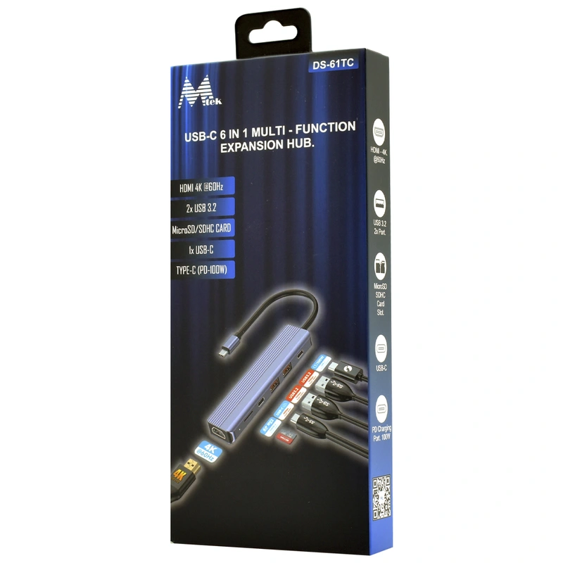 Hub USB-C 3.0 Mtek DS-61TC 6 Portas HDMI 2 USB MSD 2 USB-C - Cinza - Imagem 2