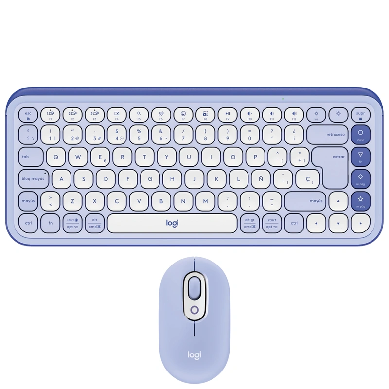 Teclado + Mouse Logitech Pop Icon Combo Bluetooth Espanhol - Roxo (920-013054)