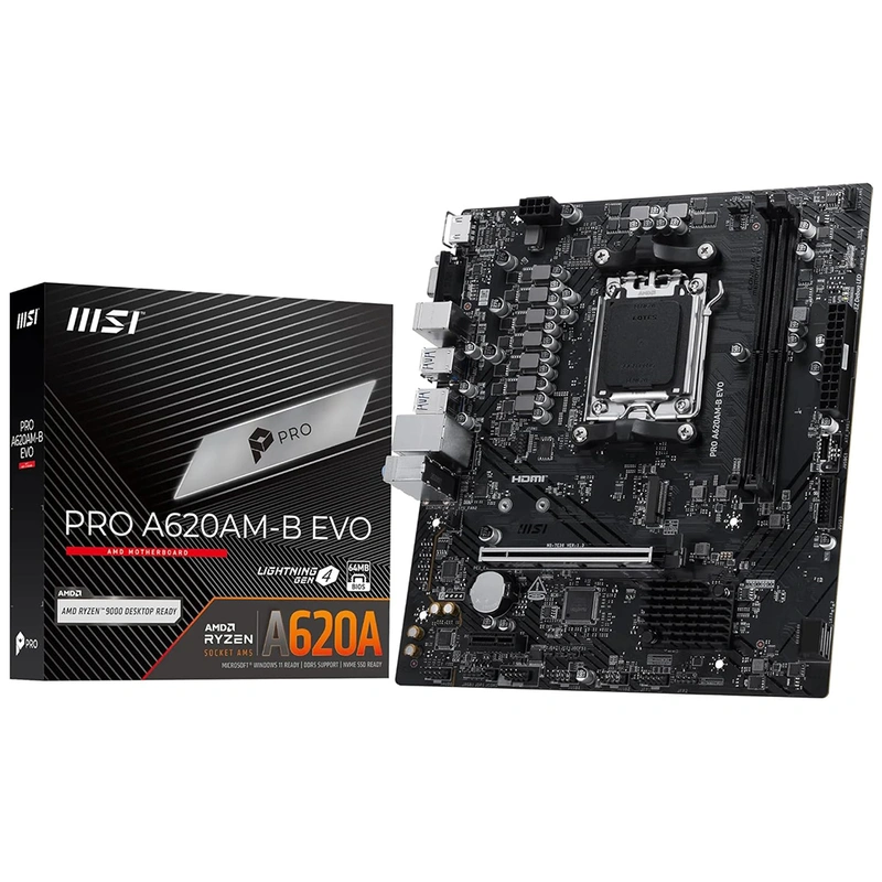Placa Mãe MSI Pro A620AM-B Evo Socket AM5 DDR5 AMD A620 2 x DIMM DDR5 Dual Channel