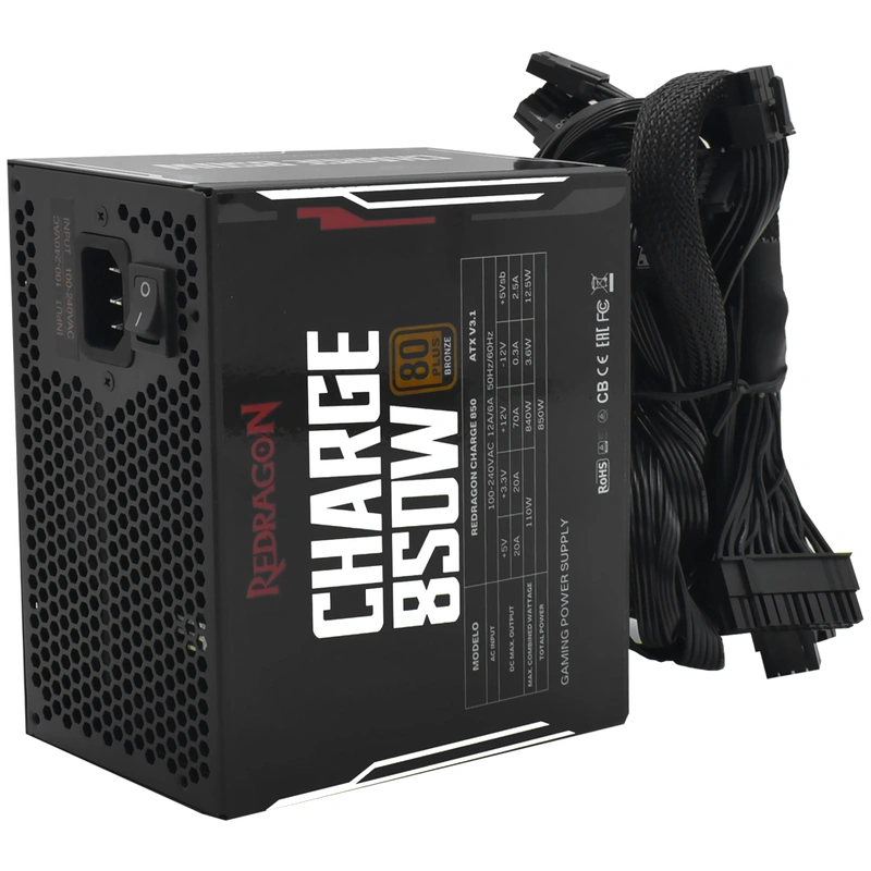 Fonte Redragon Charge FRC-850 850W ATX Não Modular 80 Plus Bronze (ATX V3.1) - Imagem 3