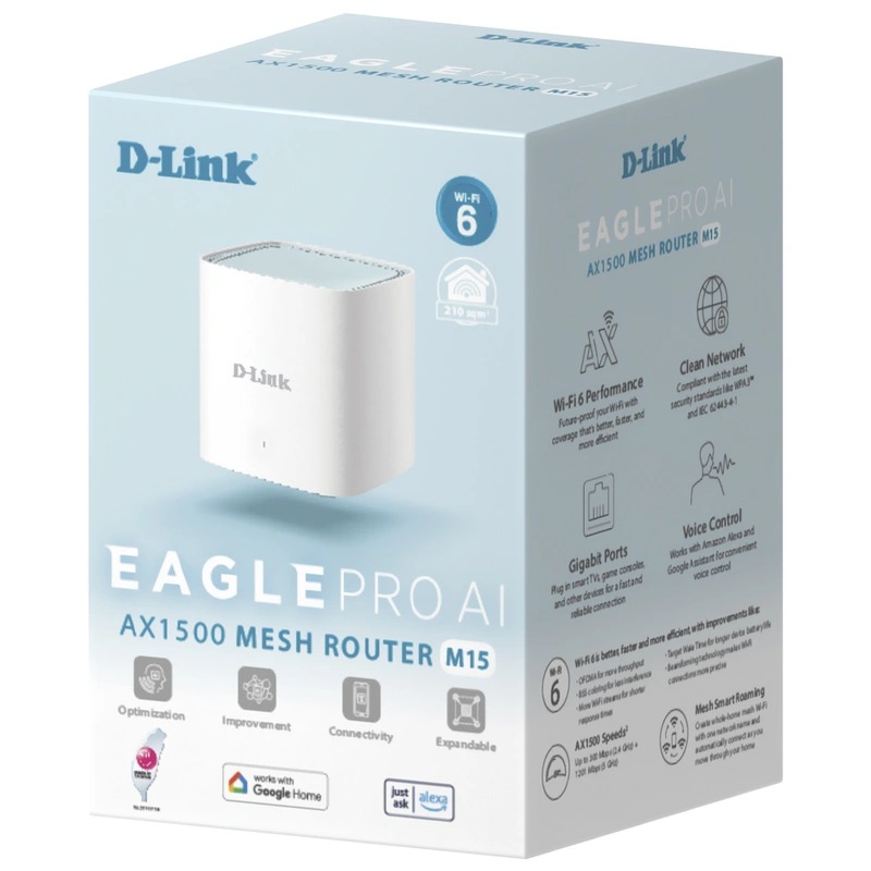 Roteador D-Link M15 Eagle Pro AI Mesh AX1500 Dual Band 2.4GHz 5GHz 1500Mbps - Imagem 3