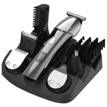 Barbeador FTX ESH-601 Recarregável - Preto Cinza (Kit 20 em 1) USB-C