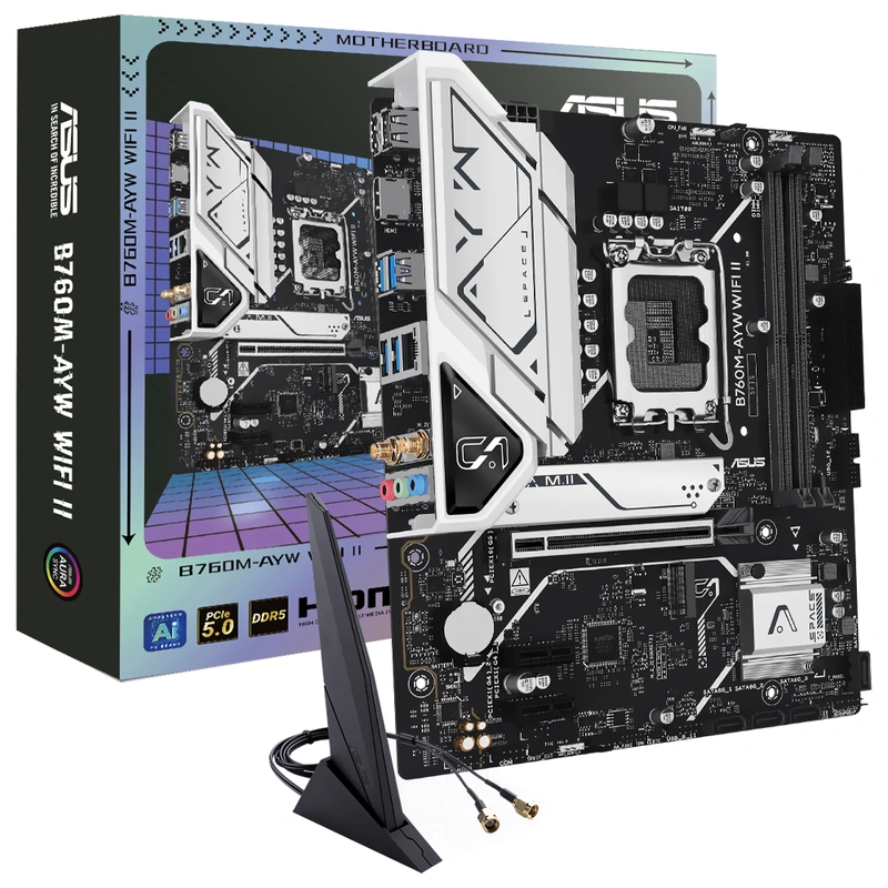 Placa Mãe ASUS B760M-AYW Wi-Fi II Socket LGA 1700 DDR5 Intel B760 Micro ATX