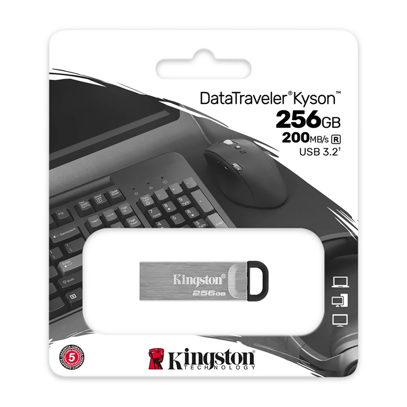Pendrive Kingston 256GB USB 3.2 - Prata (DTKN256GB) - Imagem 3