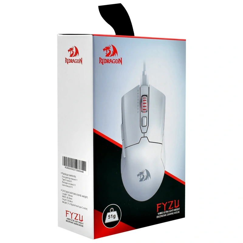 Mouse Gamer Redragon M995W Fyzu USB - Branco Fyzu M995W Com Fio - Imagem 3