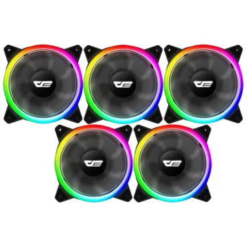 Cooler para Gabinete darkFlash DR12 Pro 12X12 LED RGB - Kit com 5 Preto / Transparente