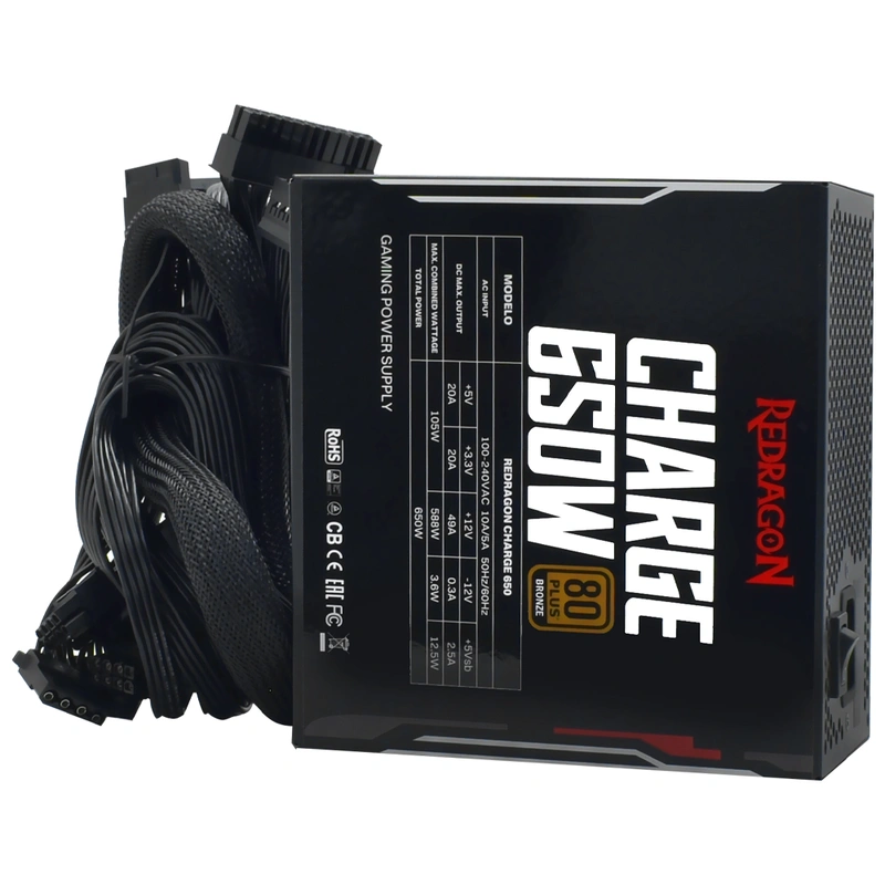 Fonte Redragon Charge FRC-650 650W ATX Não Modular 80 Plus Bronze (ATX V2.54) - Imagem 2