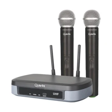 Microfone Quanta QTMWU104 - Preto Wireless Preto - Cinza