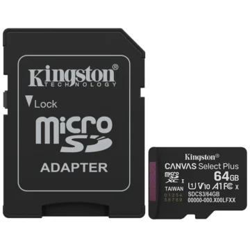 Cartão de Memória Micro SD Kingston Canvas Select Plus C10 U1 V10 A1 64GB - SDCS364GB