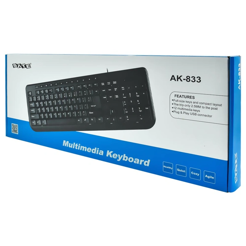 Teclado Satellite AK-833 USB Multimídia Espanhol - Preto Com fio - Imagem 3