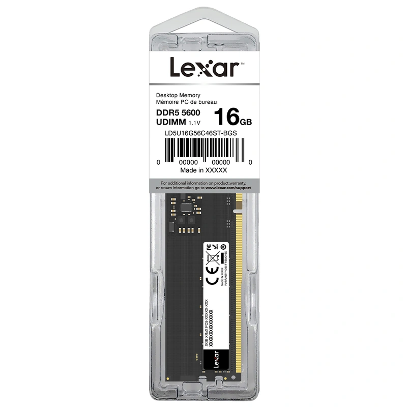 Memória RAM Lexar DDR5 16GB 5600MHz - LD5U16G56C46ST-BGS UDIMM CL46 - Imagem 3